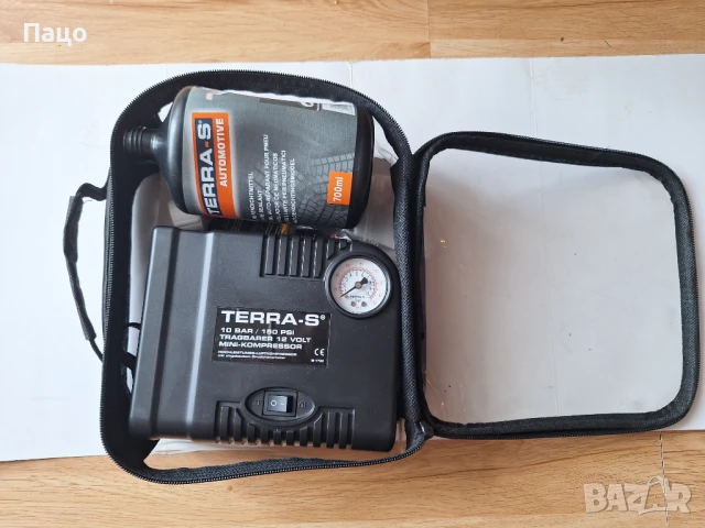 Комплект за ремонт на автомобилни гуми Terra-S  с компресор   , снимка 3 - Аксесоари и консумативи - 50738494