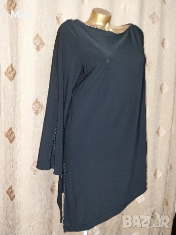 XL/XXL Черна туника със сребристи камъни 