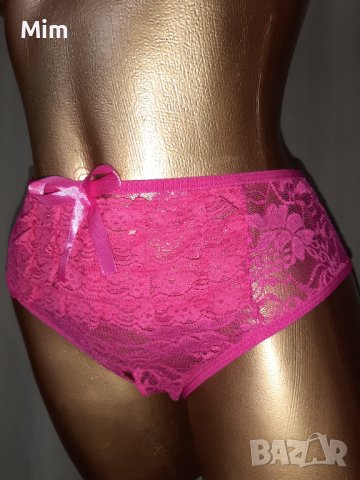 М/L Розови дантелени бикини с къдри и отворено дъно , снимка 5 - Бельо - 38108707