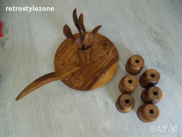 № 7869 стар дървен комплект / сет за яйца , снимка 5 - Други ценни предмети - 48983447