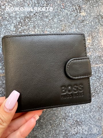 Мъжко черно портмоне  естествена кожа мъжки портфейл бос boss