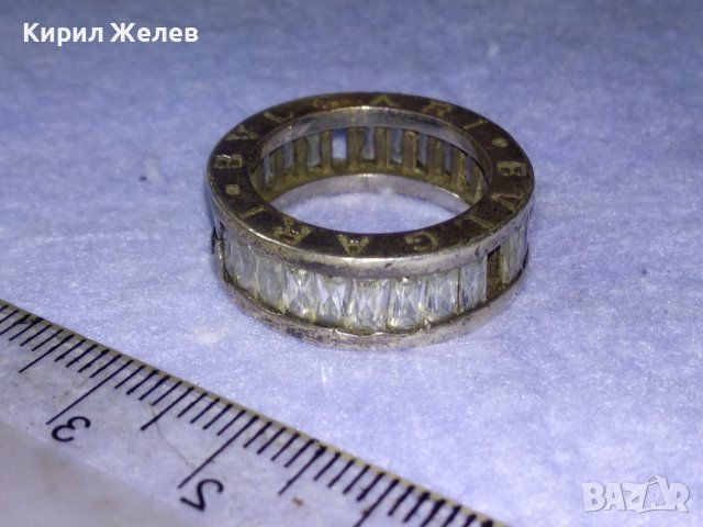 BVLGARI БУЛГАРИ Стар МАРКОВ Скъпоц СРЕБЪРЕН ПРЪСТЕН РОДИРАНО СРЕБРО 925 с ЛАБОРАТЕРЕН МОЙСАНИТ 40627, снимка 15 - Пръстени - 42600605