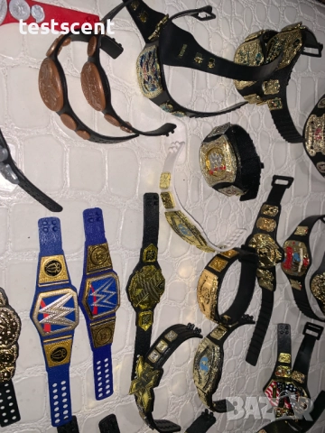Шампионски колани пояси за WWE екшън фигурки action figure title belts championships вие си избирате, снимка 3 - Фигурки - 48747424