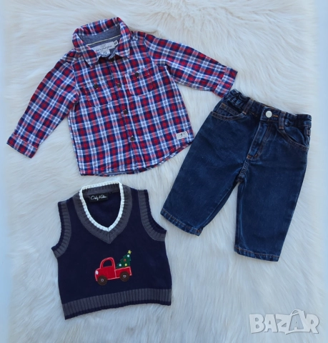 Бебешка риза H&M дънки Next и пуловер 6-9 месеца, снимка 13 - Комплекти за бебе - 52799034