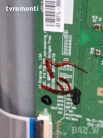 T-con board 6870C-0532A 6871L-3806B  for, PHILIPS модел 43PFS5823 32inc DISPLAY TPT430H3-DUYSHA.G re, снимка 2 - Части и Платки - 53902730
