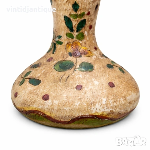 Декоративен керамичен съд с ръчно рисувани флорални мотиви, снимка 3 - Вази - 53935997