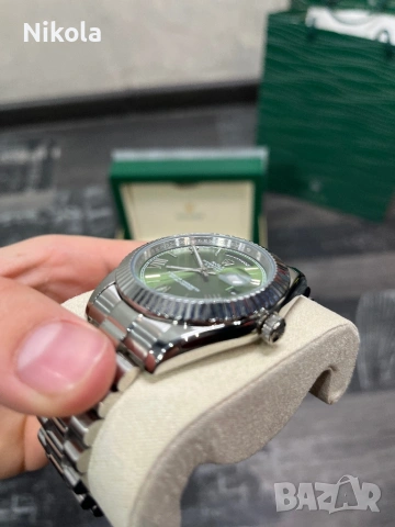 Луксозен мъжки часовник Rolex Datejust – зелен циферблат, пълен комплект, снимка 5 - Мъжки - 54365962