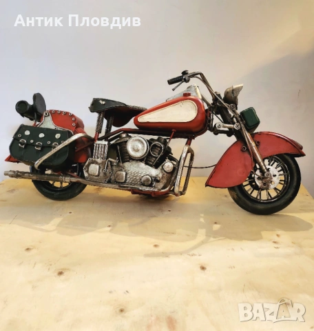 Метална декорация - Червен мотоциклет, снимка 3 - Декорация за дома - 47956881