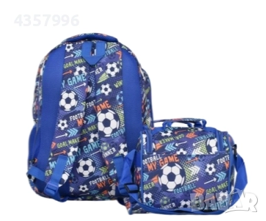  Комплект раница и чанта за храна, За ученици, За момче, Син, снимка 3 - Раници - 51555550