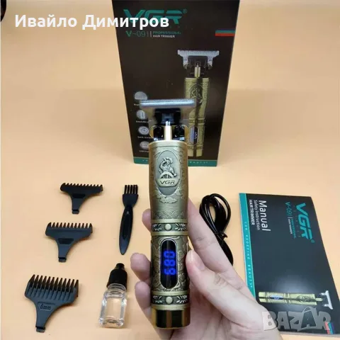 VGR V-091 ПРОФЕСИОНАЛЕН ТРИМЕР ЗА КОСА И БРАДА С ДИСПЛЕЙ, USB ЗАРЕЖДАНЕ