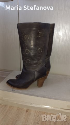 Сиви ефектни ботуши естествена кожа , снимка 3 - Дамски ботуши - 37784050
