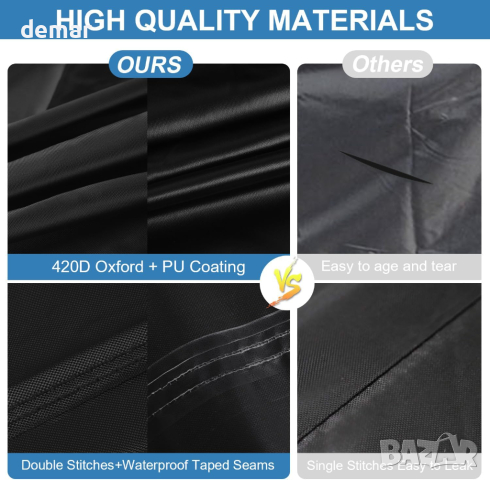 VANSHEIM Водоустойчив калъф за градински мебели, Анти-UV, 160x100x75cm, 170x110x75cm, снимка 5 - Градински мебели, декорация  - 44737265