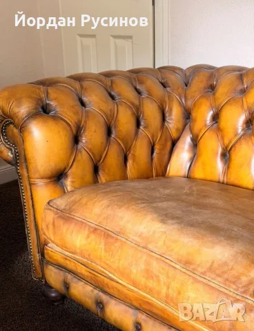 Chesterfield Честърфийлд двуместен диван – естествена кожа, снимка 3 - Дивани и мека мебел - 55691790