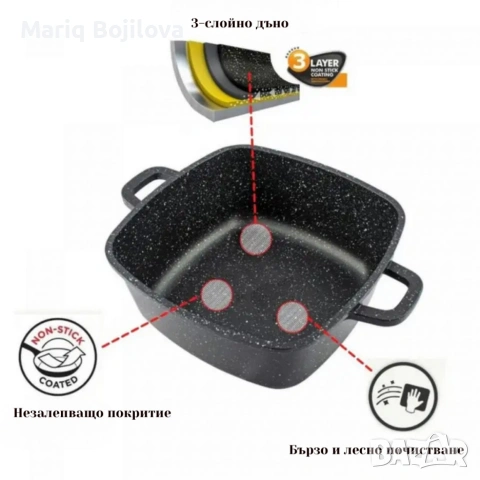 Комплект тенджери – Cheffinger от 3 части с мраморно покритие и капаци + подарък 2 ръкавици, снимка 6 - Съдове за готвене - 53132258