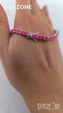 СРЕБЪРНА ГРИВНА С РОЗОВ ТОПАЗ, снимка 2 - Гривни - 52476729