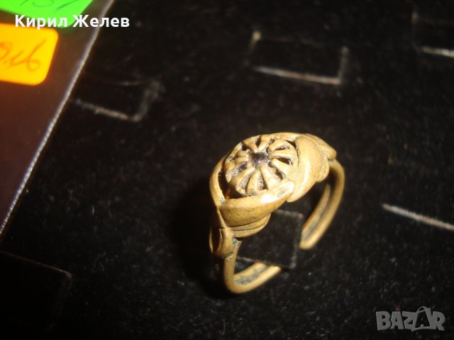 ВЪЗРОЖДЕНСКИ БРОНЗОВ ПРЪСТЕН с ВГРАДЕН СКЪПОЦЕНЕН КАМЪК ЮВЕЛИРНА РЪЧНА МАЙСТОРСКА ИЗРАБОТКА 15131, снимка 5 - Антикварни и старинни предмети - 30294497
