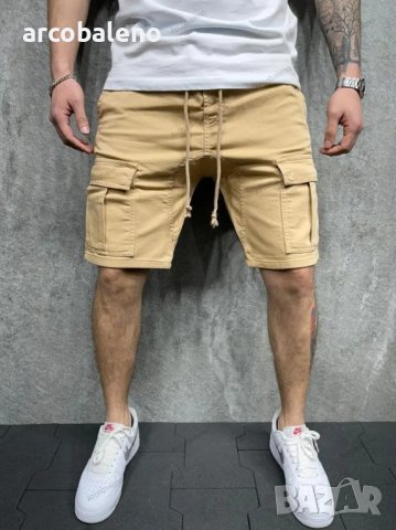 Улични мъжки къси ежедневни карго панталони с много джобове, 4цвята , снимка 3 - Къси панталони - 40851314