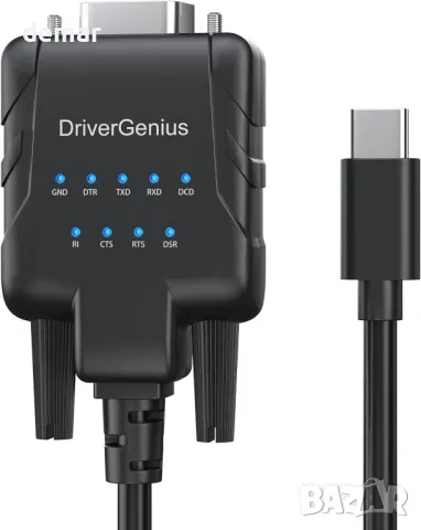 DriverGenius USB232A-E-C | USB-C към сериен/RS232 (DB9) адаптер,Windows 11,macOS 15 (пакет от 2 бр), снимка 2 - Кабели и адаптери - 49508241