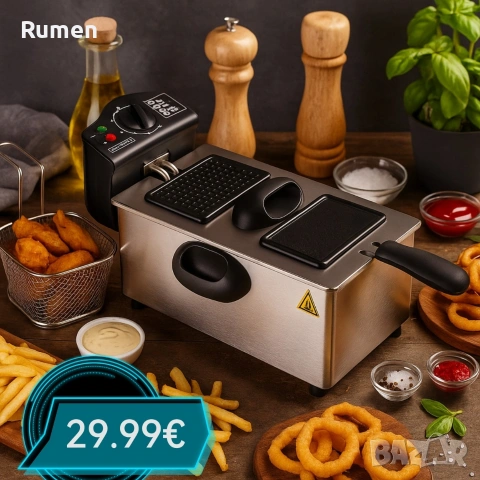 Електрически фритюрник Royalty Line RL-EFT2000, 3 литра, 2000W, снимка 2 - Фритюрници - 53237648