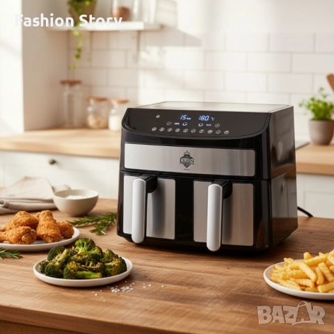 Двоен Air Fryer Queen KK-A02 - 7L, 2400W за здравословно и бързо готвене, снимка 2 - Уреди за готвене на пара - 51912763
