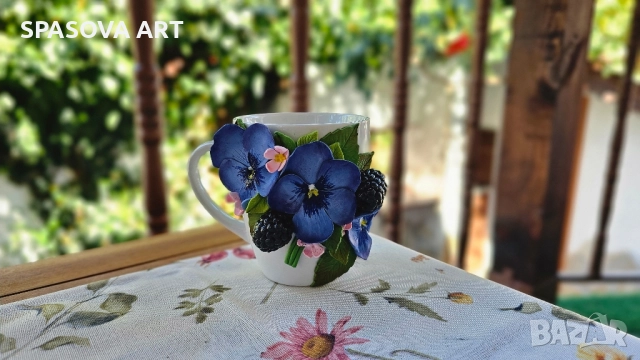 Чаша "Теменужки" - ръчна изработка