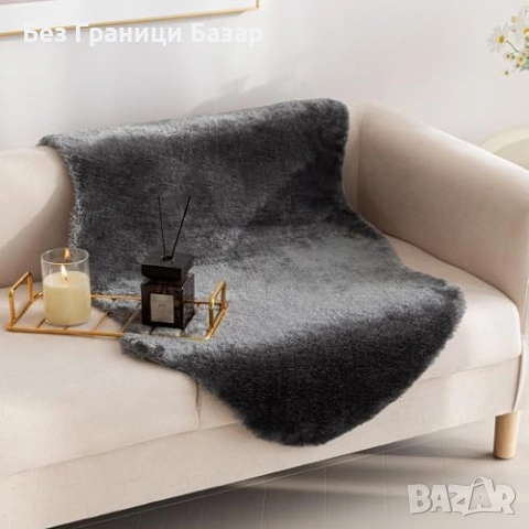 Нов Декоративен пухкав килим 90x60 см за спалня хол детска стая стол диван, снимка 2 - Други - 54043254