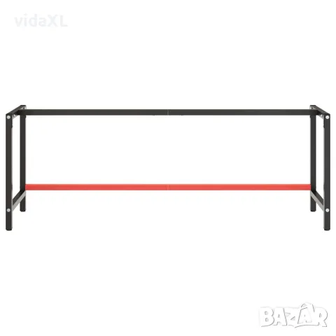 vidaXL Рамка за работна маса матово черно и червено 220x57x79 см метал, снимка 3 - Работни маси и бюра - 56146208