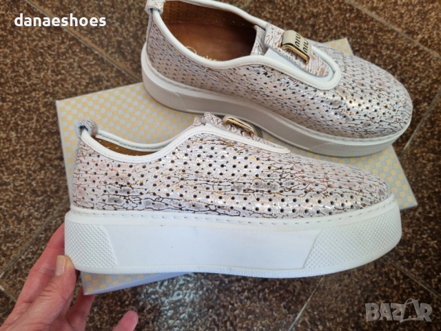 Дамски обувки без връзки от естествена кожа с принт, снимка 3 - Дамски ежедневни обувки - 54103509