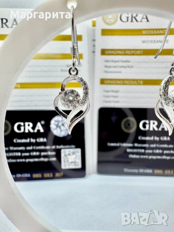 Сребърни обеци с мойсанит (диамант) 0.5 карата, снимка 10 - Обеци - 54182674