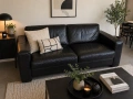 Стилен черен кожен диван, снимка 1