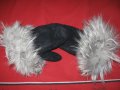 Дамски топли кожени ръкавици от естествена кожа с естествен косъм и вата отвътре, снимка 1 - Ръкавици - 30677570