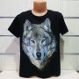 Нова детска тениска с трансферен печат Вълк със сини очи, Серия Вълци