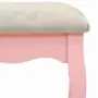 vidaXL Комплект тоалетка с табуретка, розов, 75x69x140 см, пауловния, снимка 9