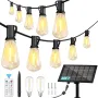 Външни соларни стрингови светлини, 18,3 м, 15+2 LED нечупливи крушки, дистанционно, USB конектор, снимка 1