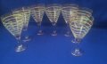 Ретро 7 ракиени стъклени чашки, столче, златни кантове , цветни кантове , снимка 1 - Колекции - 40157808