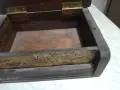 Винтидж дървена масивна кутия около 3 кг с месингови дръжки вечна 36х 22х13 см, снимка 10