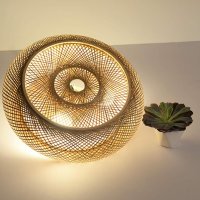 Таванна лампа от ратан естествен бамбук Полилей, снимка 7 - Лампи за таван - 34013589