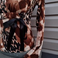 Дамска блуза с дълъг ръкав в кафяво-бежав цвят -модел 33, снимка 7 - Блузи с дълъг ръкав и пуловери - 39225133