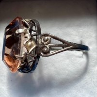 Руски сребърен пръстен с опушен кварц , снимка 5 - Пръстени - 40225322