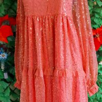 бляскава официална рокля в корал с пайети, снимка 4 - Рокли - 38706343