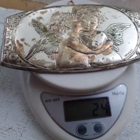 Малка табелка ангели херувими сребро, снимка 5 - Антикварни и старинни предмети - 36926617