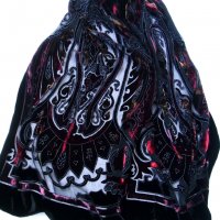 Луксозен дамски шал коприна кадифе 180 х 50см, снимка 5 - Шалове - 39586248
