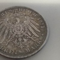 Монета Dret Mark 1911, Wilhelm II Deutscher Kaiser, снимка 1 - Нумизматика и бонистика - 38877387