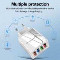 Супер Мощно Четворно USB Универсално Зарядно Телефон Таблет iPhone iPad Xiaomi Huawei QuickCharge 3, снимка 4 - Оригинални зарядни - 30735696