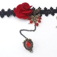 Дамско украшение с пръстен и роза, снимка 3 - Други - 31806175