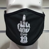 Черна маска за многократна употреба FUCK YOU COVID 19, снимка 1 - Други - 30919216