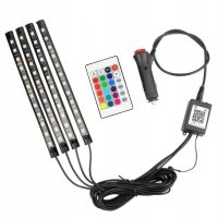 Комплект от 4 RGB околни светлини с приложение за Bluetooth телефон, 12V, 12 светодиода, 22,5 cm, снимка 3 - Аксесоари и консумативи - 42605119