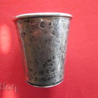 Уникална османска сребърна чаша чашка гравюри тугра 19 век, снимка 6 - Колекции - 31656459