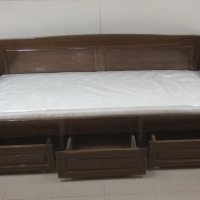 Единично легло тип канапе, чам байц с 3 чекмеджета, с матрак, снимка 3 - Спални и легла - 31053499