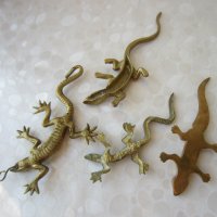 4 бр колекция гущер саламандър влечуго рептилия месинг бронз метал, снимка 3 - Статуетки - 29741896